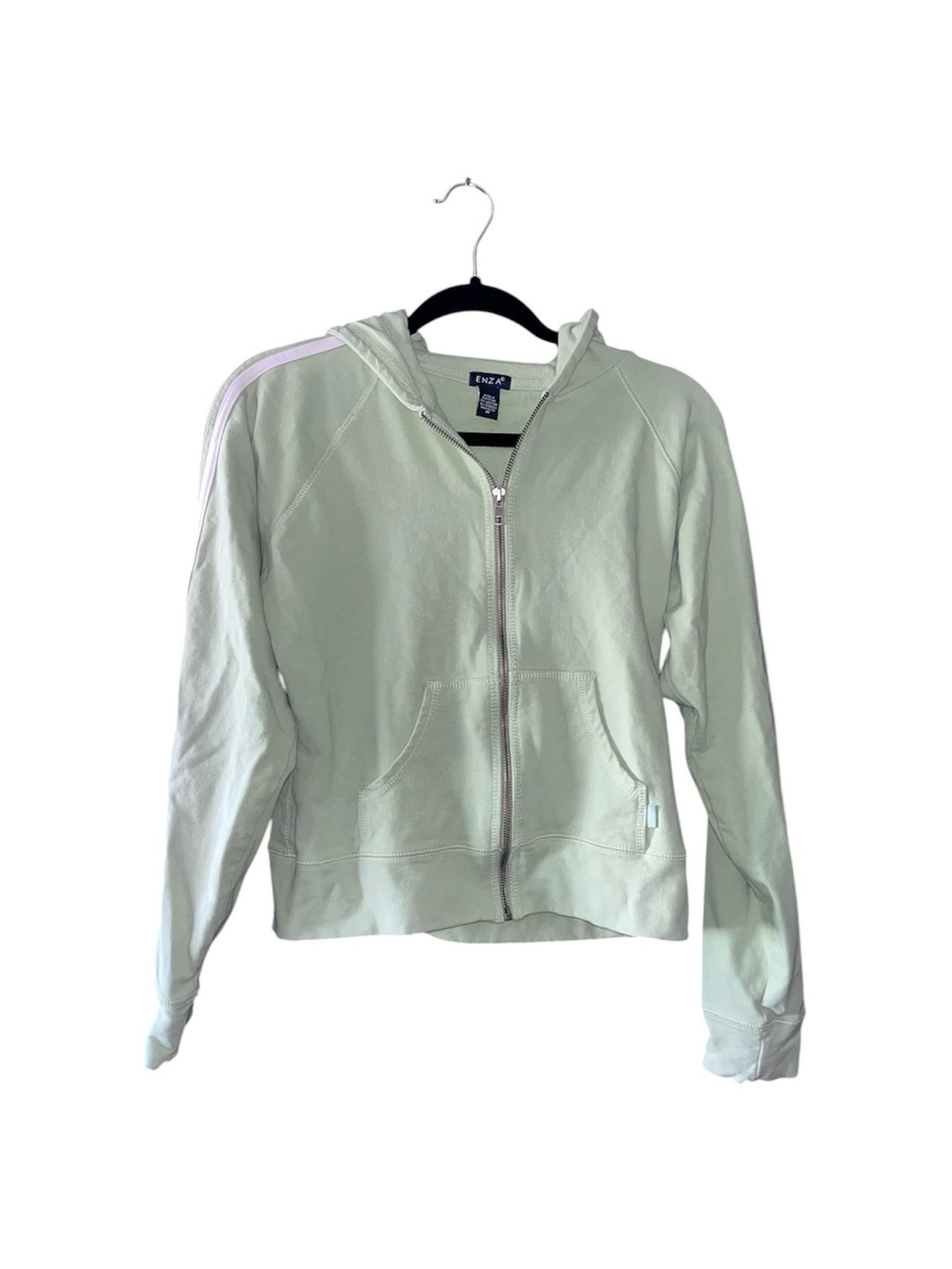 Y2K Lime Green Cotton Cropped Zip Up Hoodie